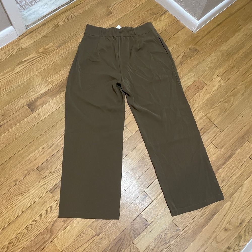Halara Women's L Olive Brown High Waisted Wide Leg Pleated Trousers Career NWT - Picture 5 of 5